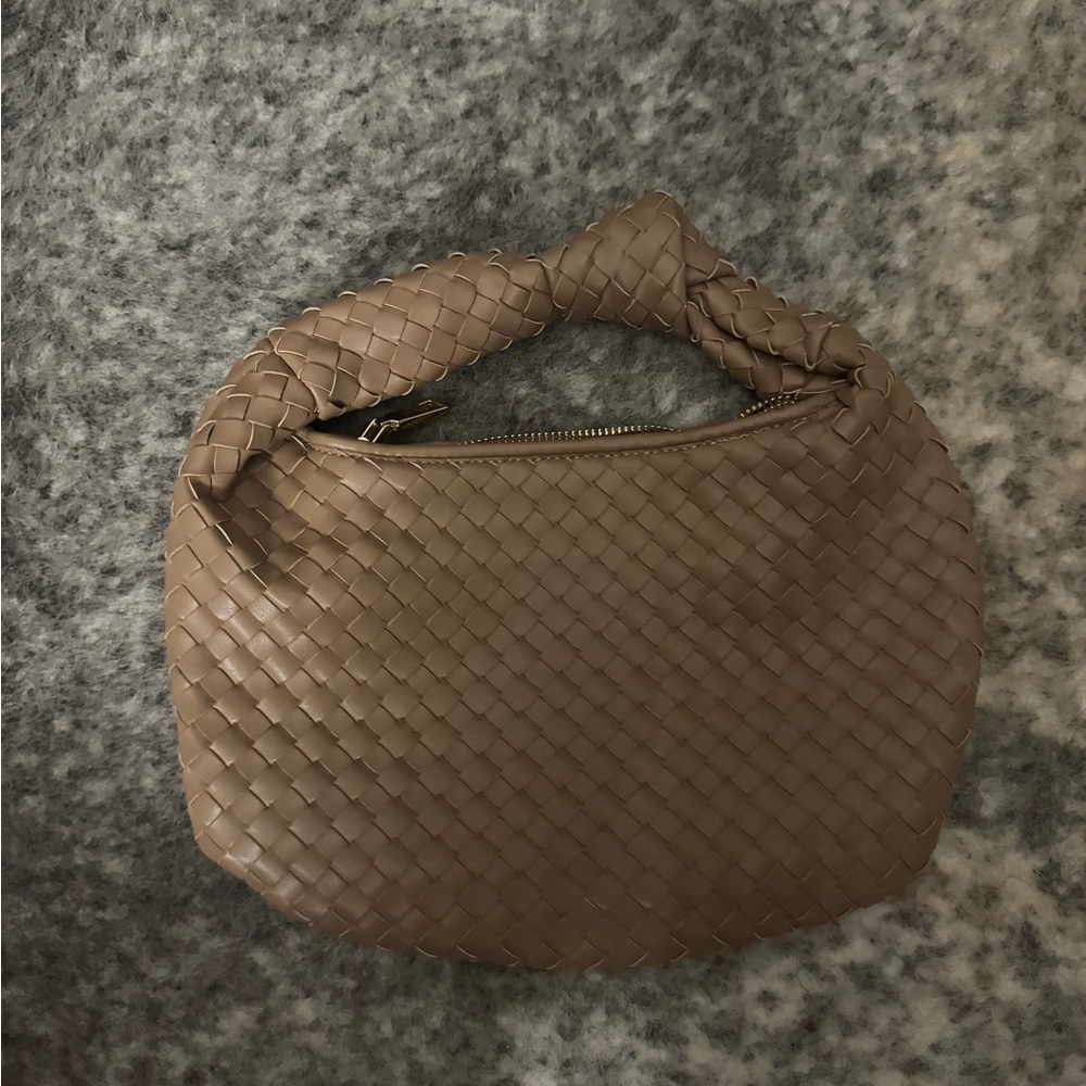 Anthropologie Taupe Woven Hobo Bag